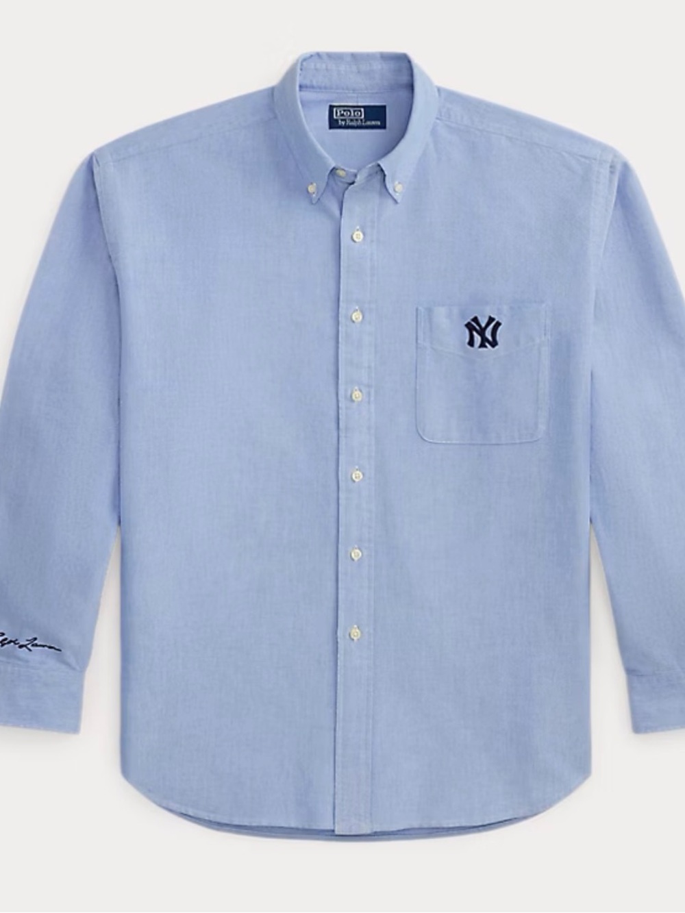 Polo by Ralph Lauren Light Blue Button-Down Shirt with Navy NY Logo